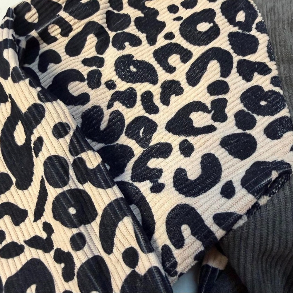 Babydoll Colorblock Corded Shacket Women’s XL Jacket Leopard Boho Western Spring - Picture 3 of 6
